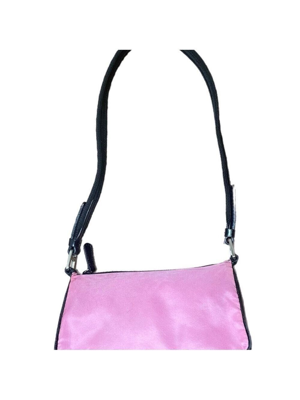 Prada Pink and Black Nylon Shoulder Purse - Picture 1 of 15
